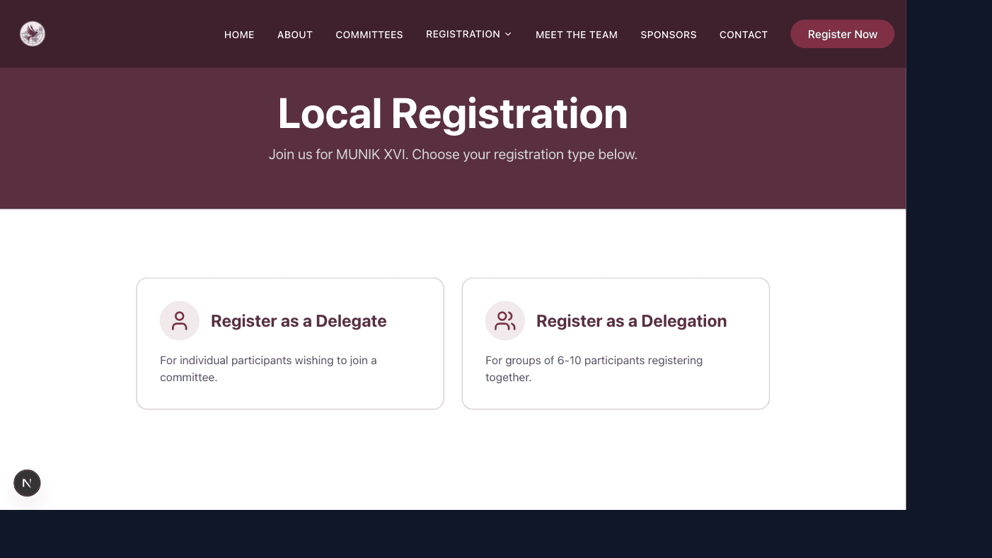 MUNIK XVI local registration with delegate and delegation options.